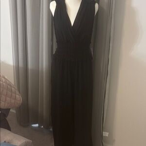 Max Studio Black Sleeveless V-Neck Jumpsuit, size L